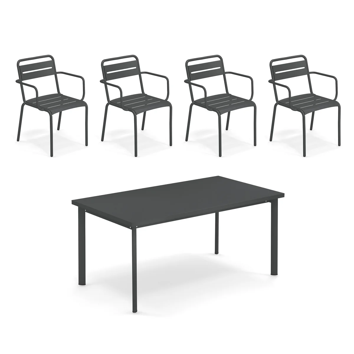 Emu - Star Outdoor Tisch 160 x 90 cm + Armlehnstuhl (4er-Set)