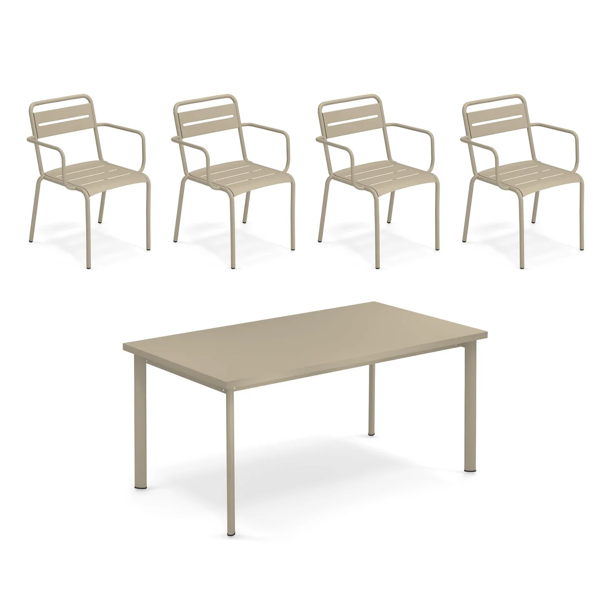 Emu - Star Outdoor Tisch 160 x 90 cm + Armlehnstuhl (4er-Set)