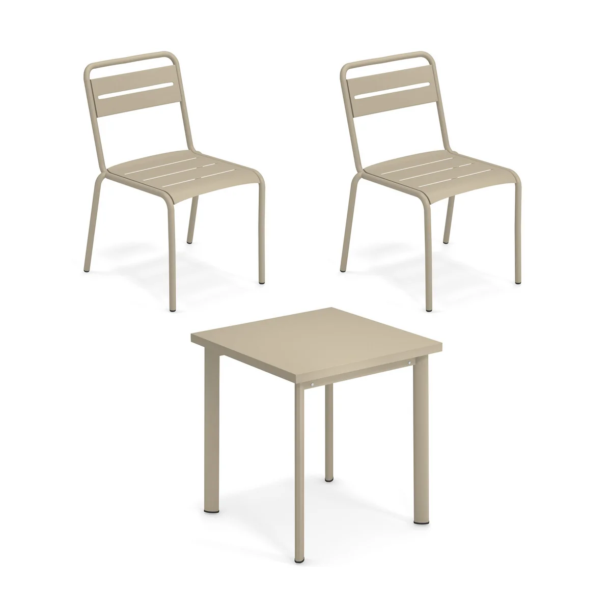 Emu - Star Outdoor Tisch 70 x 70 cm + Stuhl (2er-Set)