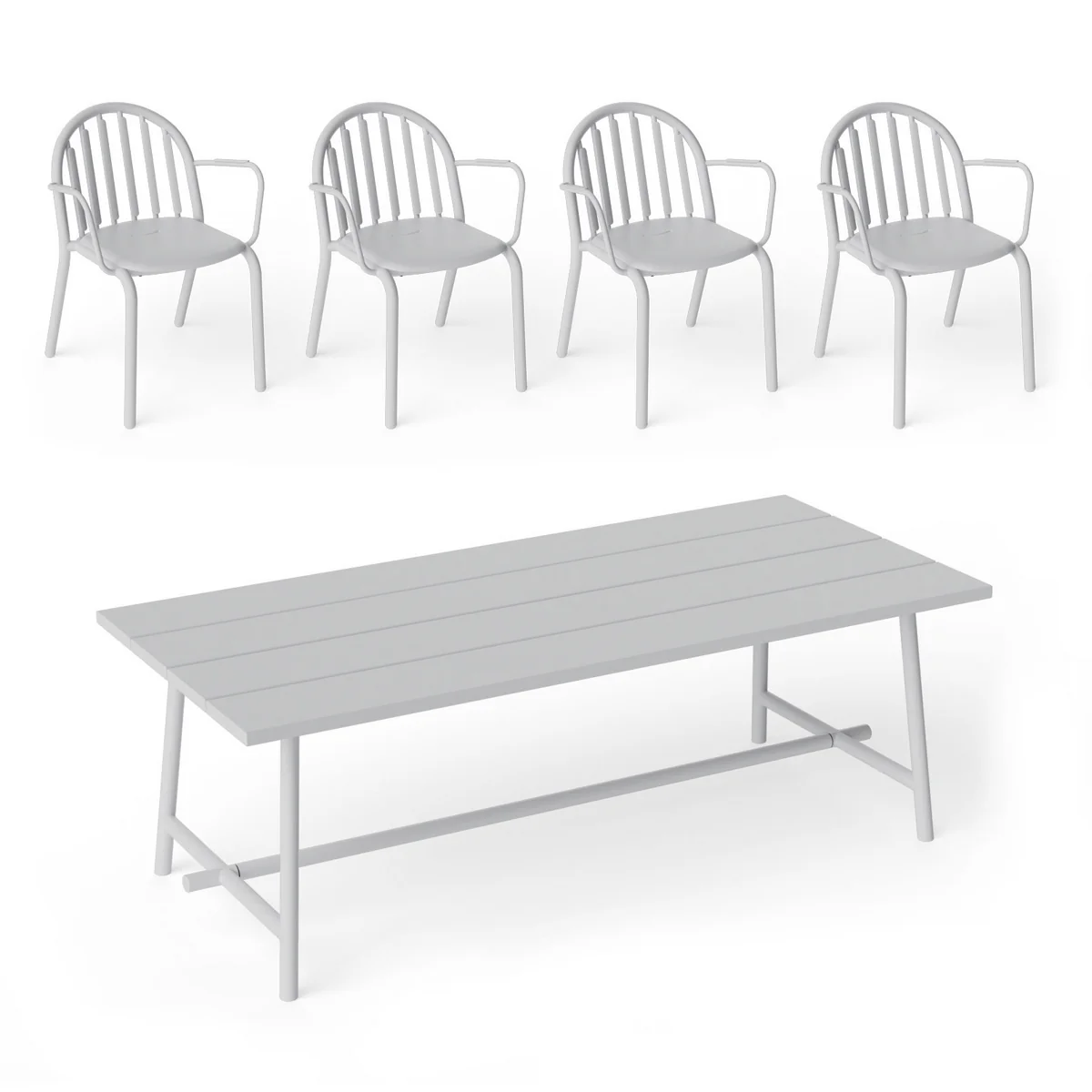 Fatboy - Fred's Outdoor Tisch 220 x 100 cm + Armlehnstuhl (4er Set)