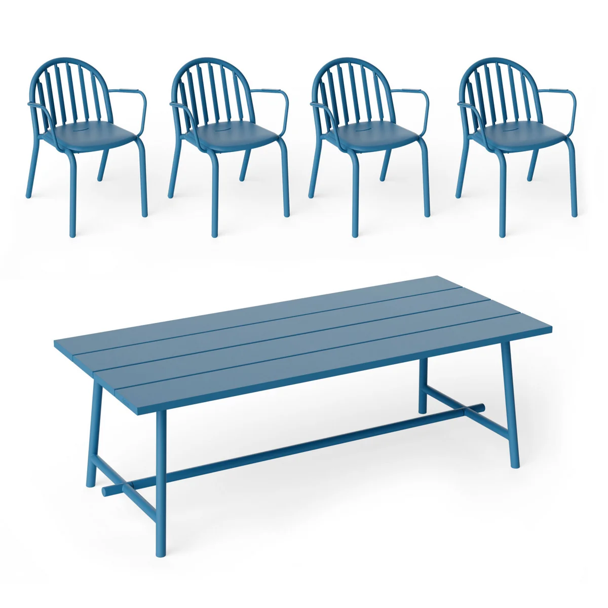 Fatboy - Fred's Outdoor Tisch 220 x 100 cm + Armlehnstuhl (4er Set)