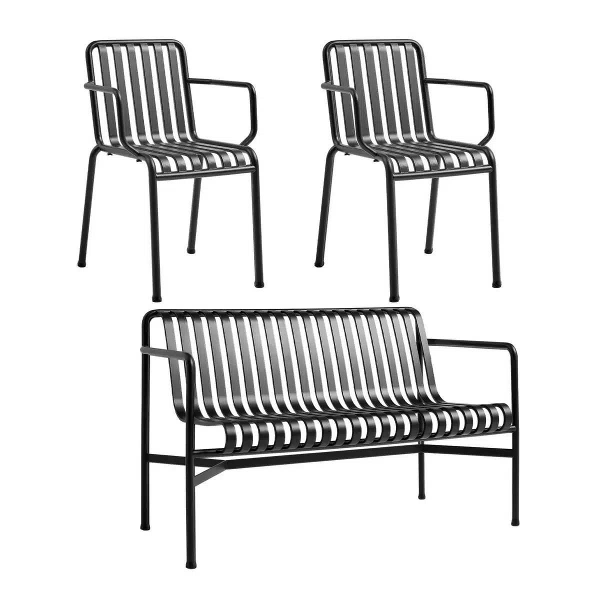 HAY - Palissade Dining Bench + 2x Armlehnenstuhl