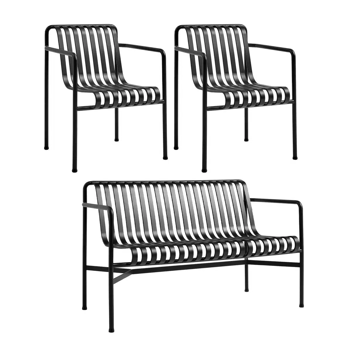 HAY - Palissade Dining Bench + 2x Dining Armchair
