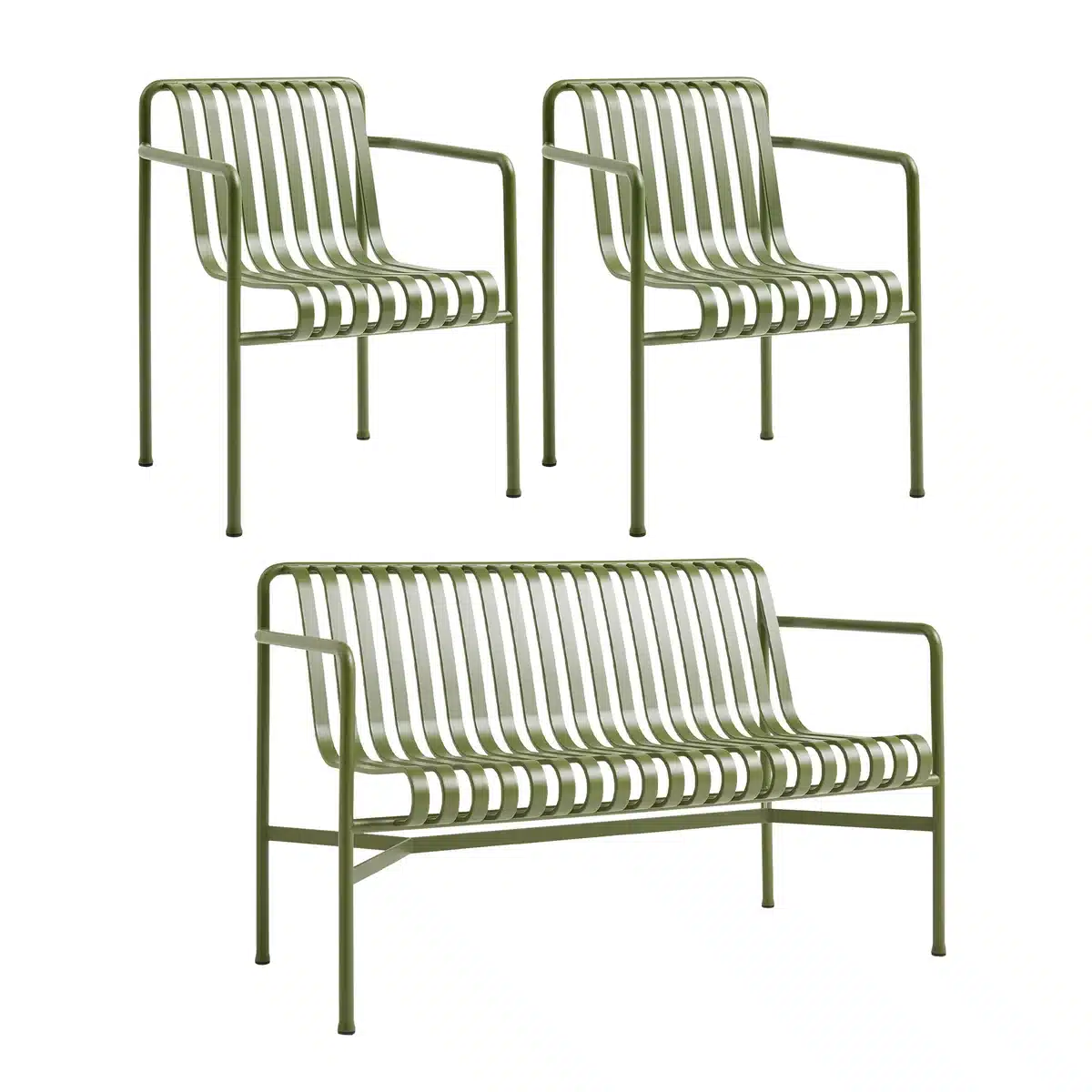 HAY - Palissade Dining Bench + 2x Dining Armchair