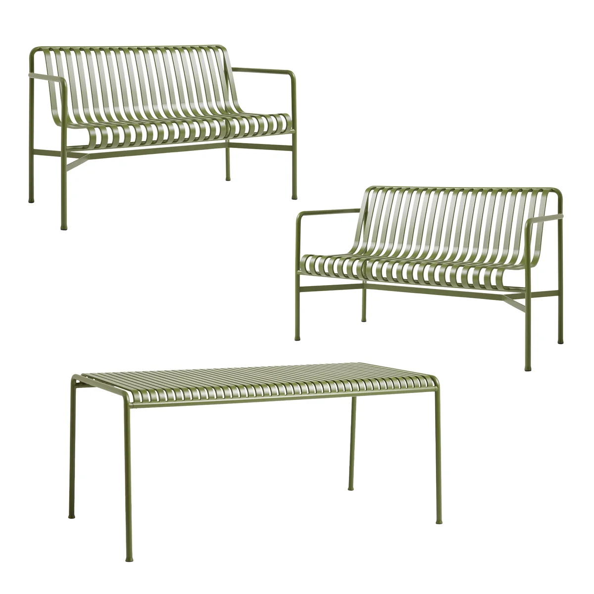 HAY - Palissade Tisch + 2x Dining Bench