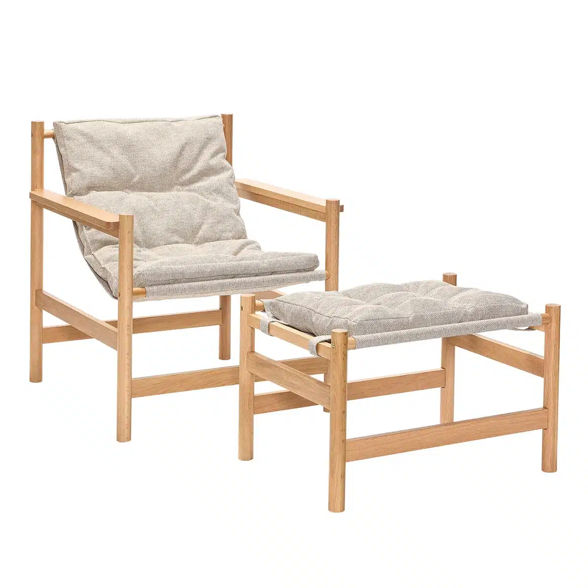 Hübsch Interior - Heritage Loungestuhl mit Hocker Eiche natur / beige